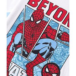 Pine Kids Marvel Cotton Knit Half Sleeves With Front & Back Spiderman Graphics T-Shirt - White