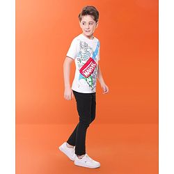 Pine Kids Marvel 100% Cotton Knit Half Sleeves T-Shirt with Fanny Bag and Avengers Graphics- White