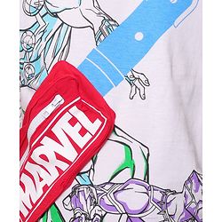 Pine Kids Marvel 100% Cotton Knit Half Sleeves T-Shirt with Fanny Bag and Avengers Graphics- White