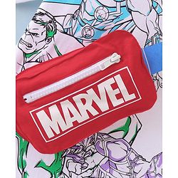 Pine Kids Marvel 100% Cotton Knit Half Sleeves T-Shirt with Fanny Bag and Avengers Graphics- White