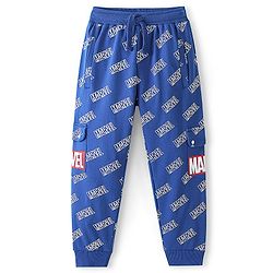 Pine Kids Marvel Cotton Looper Knit Full Length Lounge Pant Text Print - Blue