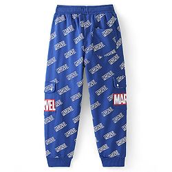 Pine Kids Marvel Cotton Looper Knit Full Length Lounge Pant Text Print - Blue