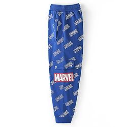 Pine Kids Marvel Cotton Looper Knit Full Length Lounge Pant Text Print - Blue
