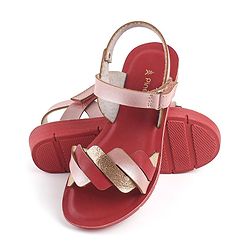 Pine Kids Sandals with Velcro Closure  -Red