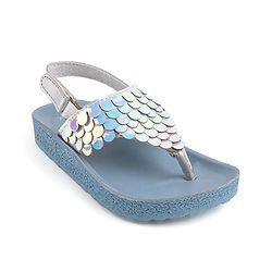 Pine Kids Sandals with Velcro Closure & Fish Scale Detailing - Blue