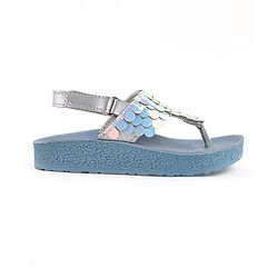 Pine Kids Sandals with Velcro Closure & Fish Scale Detailing - Blue