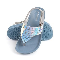Pine Kids Sandals with Velcro Closure & Fish Scale Detailing - Blue