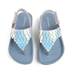 Pine Kids Sandals with Velcro Closure & Fish Scale Detailing - Blue