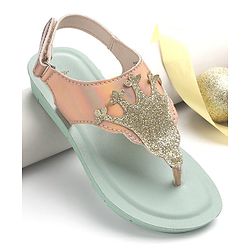Pine Kids Sandals with Velcro Closure & Crown Detailing  - Blue