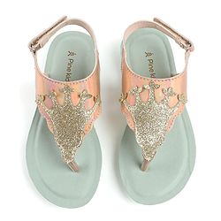 Pine Kids Sandals with Velcro Closure & Crown Detailing  - Blue