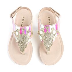 Pine Kids Sandals with Velcro Closure & Crown Detailing  - Blue