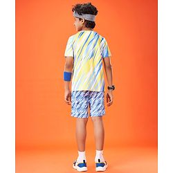 Pine Active Half Sleeves High Stretch T-Shirt Text Print - Multicolor
