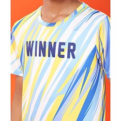 Pine Active Half Sleeves High Stretch T-Shirt Text Print - Multicolor