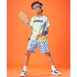 Pine Active Half Sleeves High Stretch T-Shirt Text Print - Multicolor
