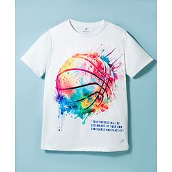 Pine Active Half Sleeves High Stretch T-Shirt Basketball Print - White