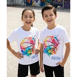 Pine Active Half Sleeves High Stretch T-Shirt Basketball Print - White