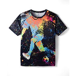 Pine Active Half Sleeves T-Shirt  Football Theme Print - Black