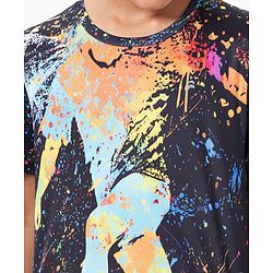 Pine Active Half Sleeves T-Shirt  Football Theme Print - Black