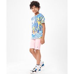 Pine Active Half Sleeves High Stretch T-Shirt Abstract Print - Multicolor