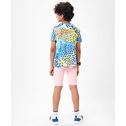 Pine Active Half Sleeves High Stretch T-Shirt Abstract Print - Multicolor