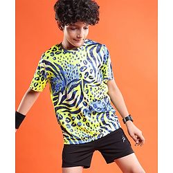 Pine Active Knit Half Sleeves High Stretch Printed T-Shirt - Multicolour