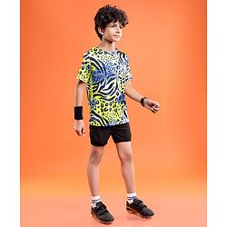 Pine Active Knit Half Sleeves High Stretch Printed T-Shirt - Multicolour
