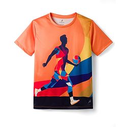 Pine Active Half Sleeves High Stretch T-Shirt Ball Print - Orange