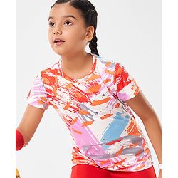 Pine Active Half Sleeves High Stretch T-Shirt  Splash Print - Multicolour