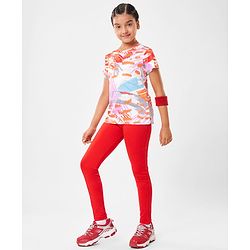 Pine Active Half Sleeves High Stretch T-Shirt  Splash Print - Multicolour