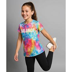 Pine Active  Half Sleeve High Stretch   T-Shirt with Water Colour Effect Text Print - Multicolor