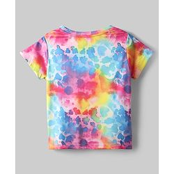 Pine Active  Half Sleeve High Stretch   T-Shirt with Water Colour Effect Text Print - Multicolor