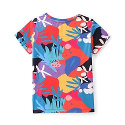 Pine Active Half Sleeves High Stretch T-Shirt Leaf Print- Multicolour