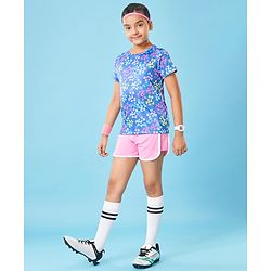 Pine Active Half Sleeves High Stretch T-Shirt Abstract Print - Multicolour