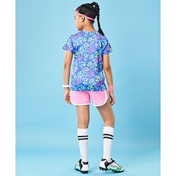 Pine Active Half Sleeves High Stretch T-Shirt Abstract Print - Multicolour