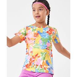 Pine Active Half Sleeves High Stretch T-Shirt Strokes Print - Multicolor