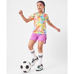 Pine Active Half Sleeves High Stretch T-Shirt Strokes Print - Multicolor