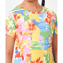 Pine Active Half Sleeves High Stretch T-Shirt Strokes Print - Multicolor