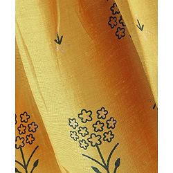 Pine Kids Silk Viscose Woven Half Sleeves Gold Foil Floral Printed Kurti Salwar Set with Shaded Dupatta- Yellow