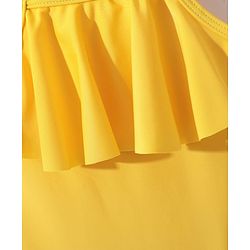Pine Kids Sleeveless V Cut Swimsuit with Frill Detailing Solid Colour - Yellow