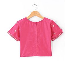 Pine Kids Viscose Woven Half Sleeves Chanderi Lehenga Choli Set with Dupatta Set & Floral Embroidery -  Pink