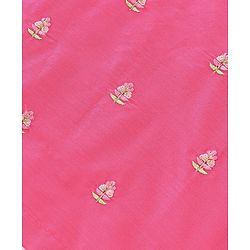 Pine Kids Viscose Woven Half Sleeves Chanderi Lehenga Choli Set with Dupatta Set & Floral Embroidery -  Pink