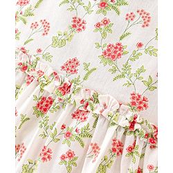 Pine Kids Cotton Woven Sleeveless Frock Floral Print - White
