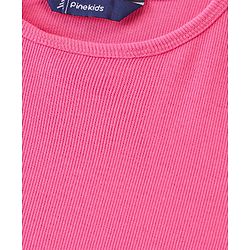 Pine Kids 100% Cotton Knit Sleeveless Solid Colour Frock - Pink