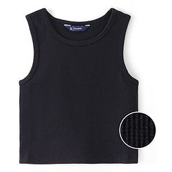 Pine Kids 100% Cotton Knit Sleeveless Solid Color Top - Jet Black
