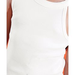 Pine Kids Cotton Sleeveless Solid Colored Tank Top - Snow White