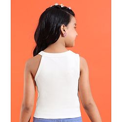 Pine Kids Cotton Sleeveless Solid Colored Tank Top - Snow White