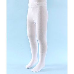 Pine Kids Solid Colored Footie Tights - White