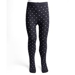 Pine Kids Cotton Nylon Full Length Footed Jaquard Tights Polka Dot Design - Black