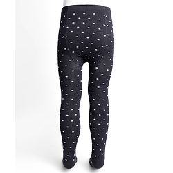 Pine Kids Cotton Nylon Full Length Footed Jaquard Tights Polka Dot Design - Black