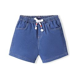Pine Kids Cotton Knit Mid Thigh  Shorts Solid Colour - Medium  Blue